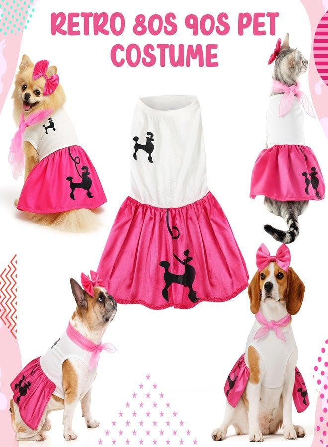 Sunnymove Halloween 50s Dog Costume Poodle Skirt Bow Clip and Scarf Costume Accessory for Puppy Themed Parties and Halloween(Large) - Image 4